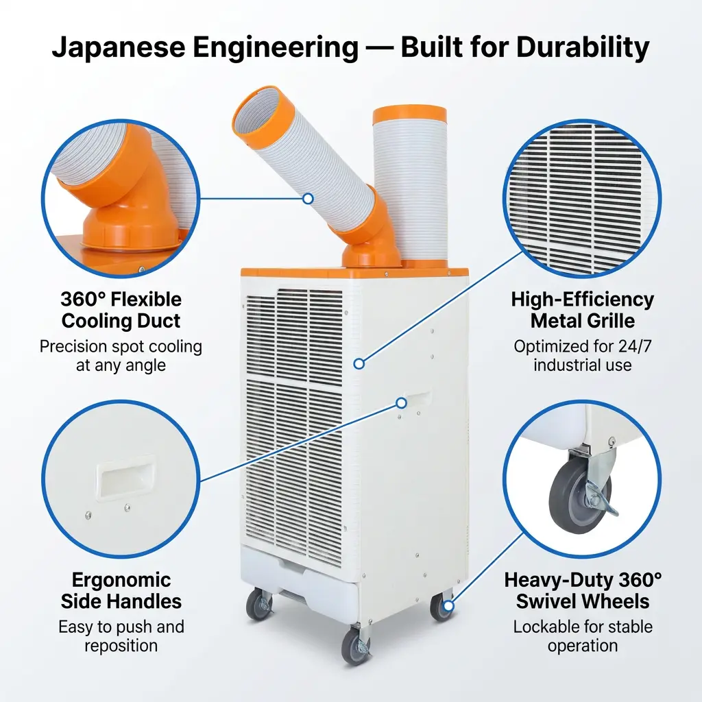 OEM Orange Vit Japansk stil 3 Min Snabbkylning Spot Cooler Industriell luftkonditionering för metallbearbetningsverkstad OEM Orange Vit Japansk stil 3 Min Snabbkylning Spot Cooler Industriell luftkonditionering för metallbearbetningsverkstad