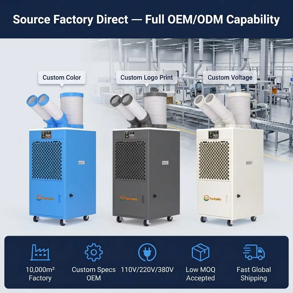 OEM/ODM Bärbar industriell AC-enhet Caster Wheel Warehouse Serverrum Tillfällig kylmaskin för nödsituationer
