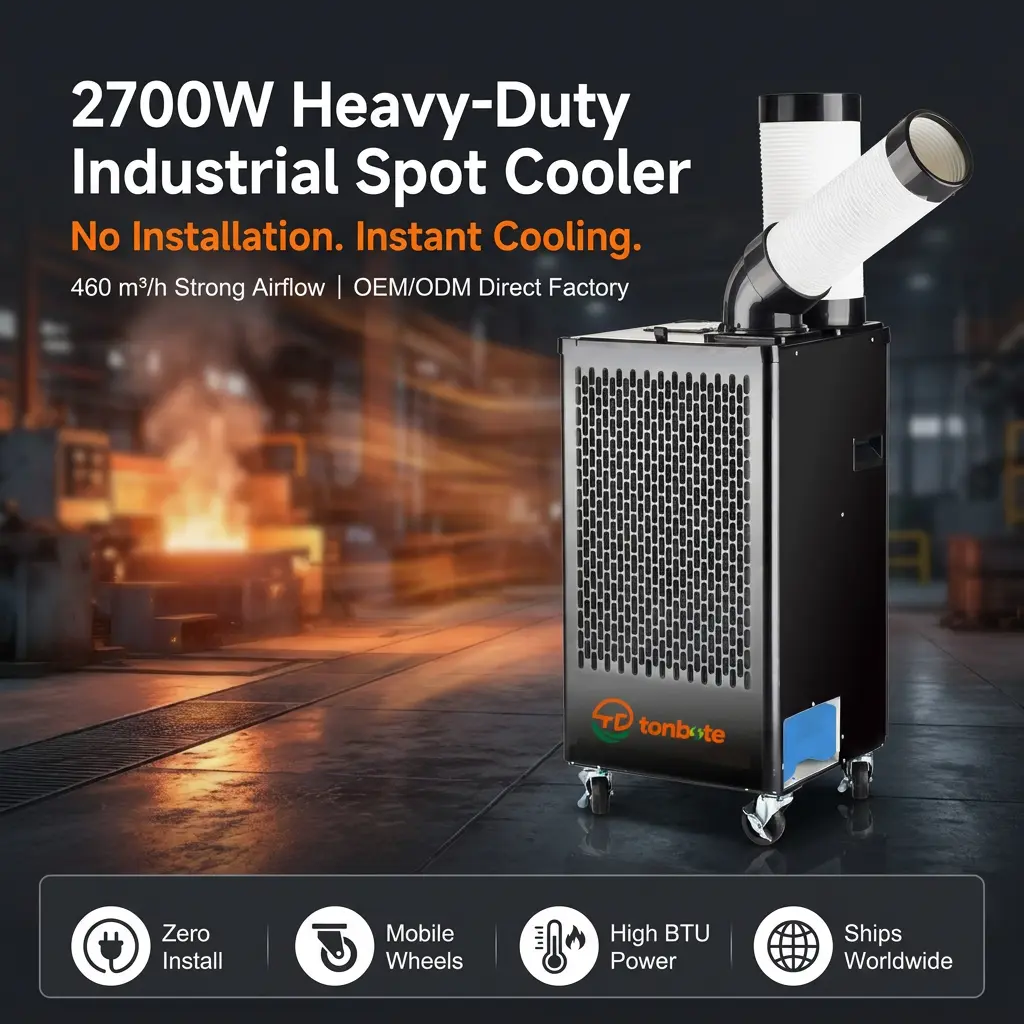 ODM 460m3h Luftflöde Stålhölje Justerbar Ventilationspunkt Luftkonditionering Golvstående AC i logistiklager