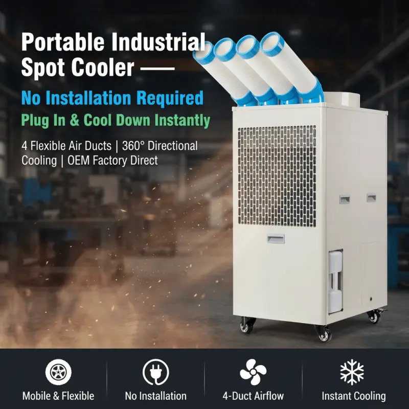 OEM anpassad logotyp Industriell bärbar luftkonditionering 110V 220V 380V Flerspänning Låg MOQ Fabriksdirektförsörjning OEM anpassad logotyp Industriell bärbar luftkonditionering 110V 220V 380V Flerspänning Låg MOQ Fabriksdirektförsörjning