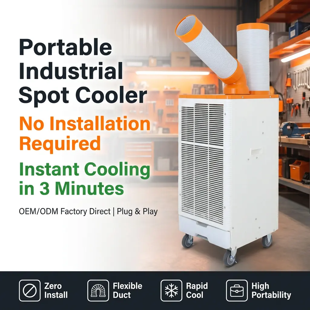 OEM Orange Vit Japansk stil 3 Min Snabbkylning Spot Cooler Industriell luftkonditionering för metallbearbetningsverkstad